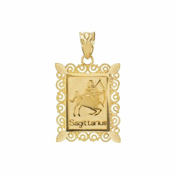 14K Real Gold Sagittarius Zodiac Sign Pendant